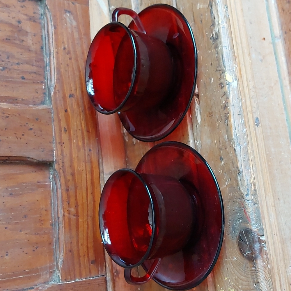 Gourgeous pair of Crimson cup and saucer